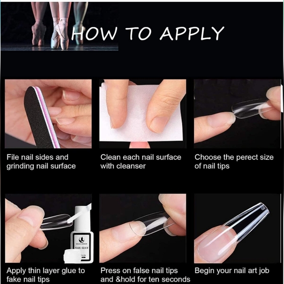 500pcs Coffin Nail Tips Press on Nails Clear Acrylic Artificial - Picture 2 of 3